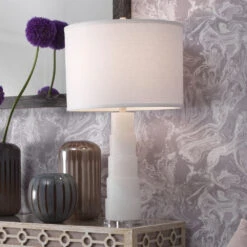 Caspian 28 Inch 150.00 Watt White Alabaster Table Lamp Portable Light -Lighting Store 9caspwhd131c 8