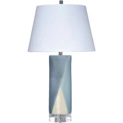 Diamond 18 Inch 100.00 Watt Blue And Cream Table Lamp Portable Light