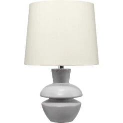 Foundation 22 Inch 100.00 Watt Matte Frosted Grey Ceramic Table Lamp Portable Light