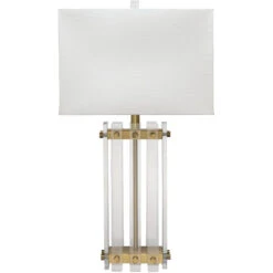 Grammercy 28 Inch 150.00 Watt Acrylic & Antique Brass Table Lamp Portable Light