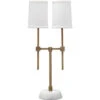 Minerva 10 Inch 25.00 Watt Antique Brass & White Twin Shade Console Lamp Portable Light -Lighting Store 9mine tlab