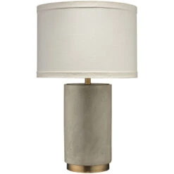 Mortar 26 Inch 150.00 Watt Grey Cement & Antique Brass Table Lamp Portable Light