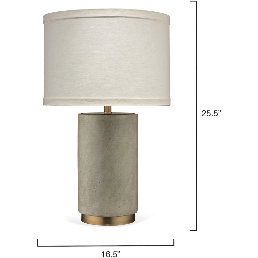 Mortar 26 Inch 150.00 Watt Grey Cement & Antique Brass Table Lamp Portable Light 5 Mortar 26 Inch 150.00 Watt Grey Cement & Antique Brass Table Lamp Portable Light - Image 3