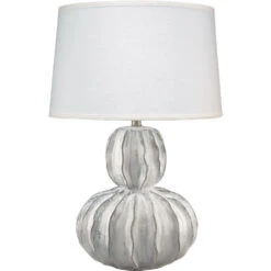 Oceane Gourd 27 Inch 150.00 Watt White Ceramic Table Lamp Portable Light