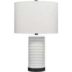 Furrowed 23 Inch 150.00 Watt White Table Lamp Portable Light