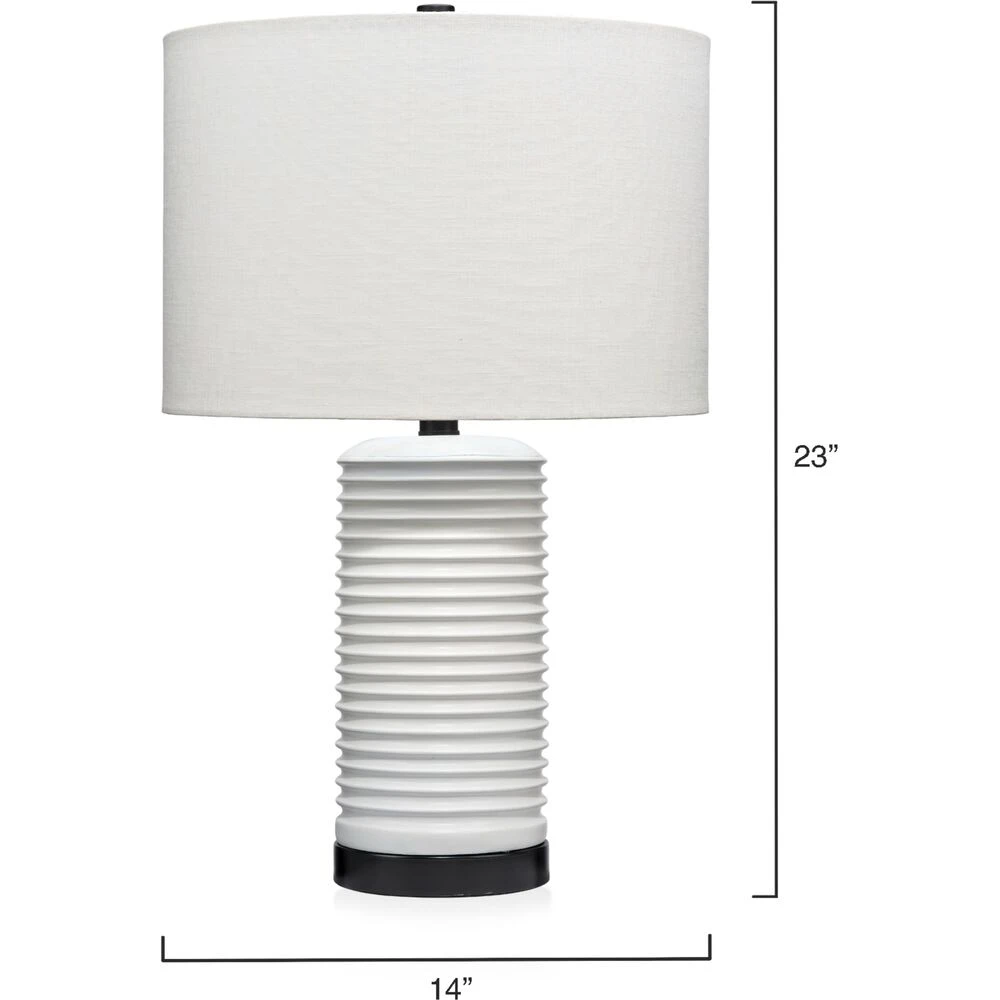 Furrowed 23 Inch 150.00 Watt White Table Lamp Portable Light 5 Furrowed 23 Inch 150.00 Watt White Table Lamp Portable Light - Image 3